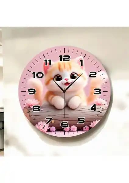 Çocuk Odası İçin Modern Renkli Ahşap Duvar Saati 45 cm Çapında Şık ve Sessiz Tasarım