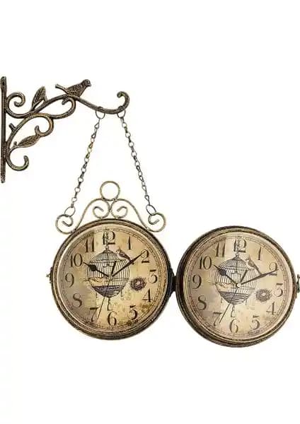 Dolity Çift Taraflı Askılı Duvar Saati ile Evinize Şıklık Katın Modern ve Vintage Tarz Dekoratif Saat