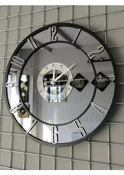 Elazer Tasarım Gerçek Ayna Duvar Saati 40 cm Modern ve Şık Dekorasyon Unsuru