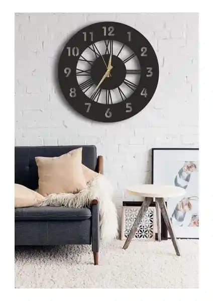 Ensa Design Ahşap Dekoratif Roma ve Latin Rakamlı Duvar Saati 40 cm, Estetik ve Fonksiyonel Tasarım