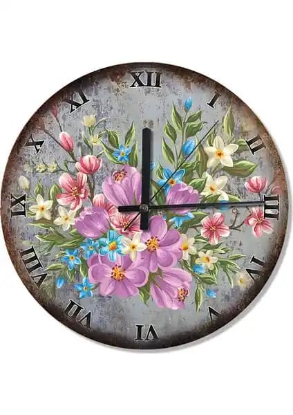 Estetik ve Fonksiyonelliği Bir Arada Sunan Çiçek Motifli Sessiz Duvar Saati