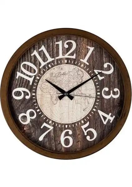 Galaxy 706-2 Dünya Harita Kadranlı Sessiz Kahve Duvar Saati Modern Tasarım ve Dayanıklılık