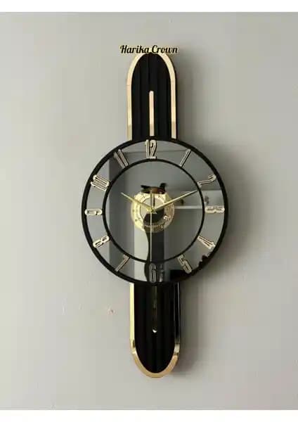 Harika Crown Modern Ahşap ve Aynalı Duvar Saati ile Evinize Şıklık Katın