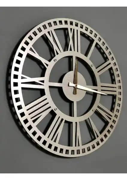 Kayra Dekoratif Duvar Saati Roma Silver Modern Tasarım ve Doğal Malzemelerle Dekorasyonunuza Şıklık Katar
