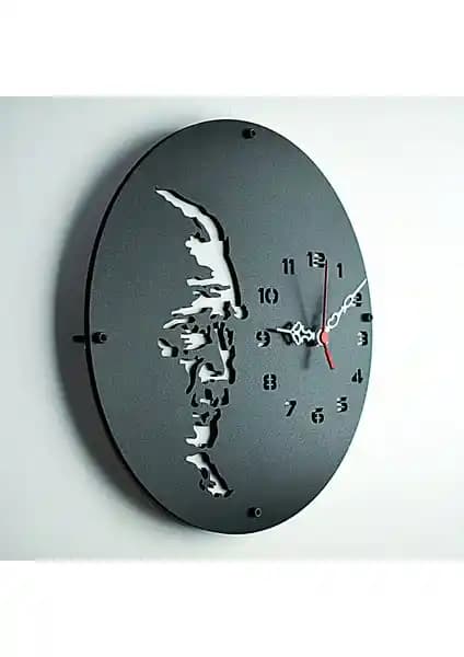 Kayra Saat Atatürk Silüeti 50CM Duvar Saati Modern ve Anlamlı Tasarım