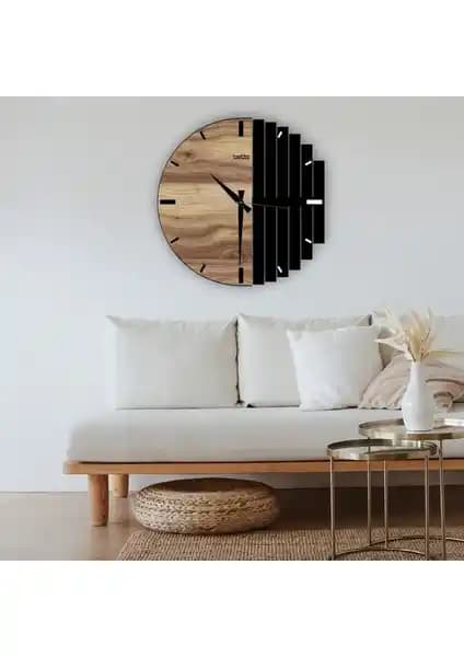 Landi Work Ahşap Dekoratif Duvar Saati 42 cm Çapında Modern ve Şık Tasarım