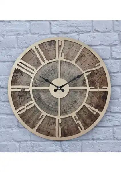 Markakanvas Eski Dünya Duvar Saati 50x50cm Şık ve Vintage Tasarım