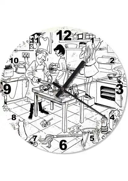 Modern Siyah Beyaz Ahşap Duvar Saati Mutfak ve Yaşam Alanları İçin Şık Tasarım