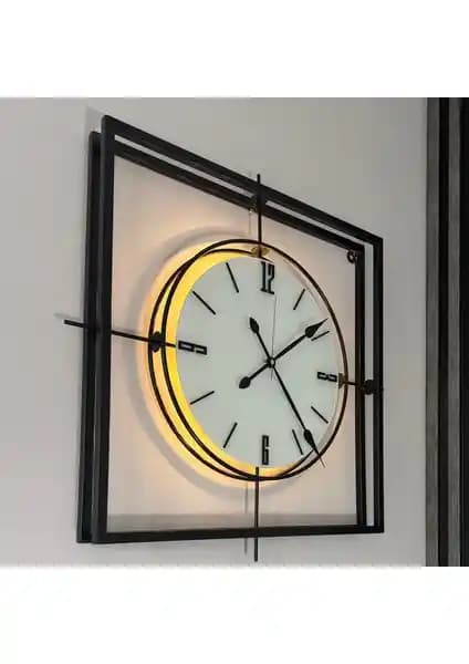 Modern ve Şık Siyah Kristal Kare Duvar Saati 60 cm ile Dekorasyonunuzu Tamamlayın