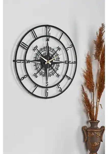 Muyika Bunnela Pusula Metal Siyah Sessiz Mekanizma Duvar Saati: Modern ve Şık Tasarım Özellikleri