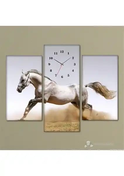 Rebel Horse 3 Parçalı Simetrik Canvas Tablo Saatleri Estetik ve Dayanıklı Tasarım