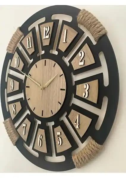 Shemile Ahşap Halatlı Dekoratif Duvar Saati Modern İç Mekanlar İçin Uygun