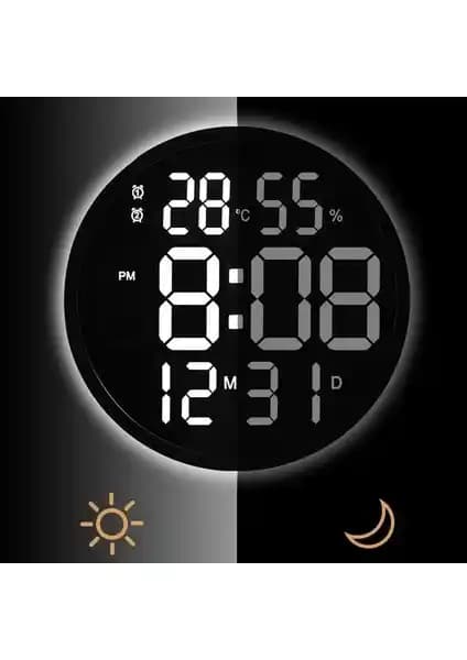 TriLine Dijital 12 İnç LED Çok Fonksiyonlu Duvar ve Masa Saati