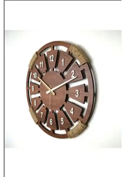 Ümra Lazer Dekoratif Ahşap Duvar Saati - Modern ve Şık Tasarım, Sessiz Mekanizma