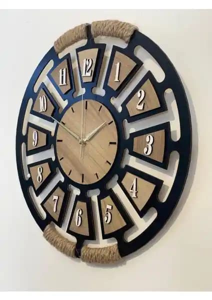 Ümra Lazer Kesim Ahşap Dekoratif Duvar Saati 40x40 cm Modern ve Şık Tasarım