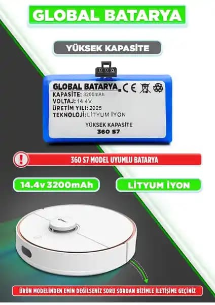 360 S7 Akıllı Robot Süpürge Bataryası: Yüksek Kapasiteli ve Güvenli Performans İncelemesi