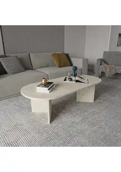 Alonex Diana Elips Mermer Desenli Orta Sehpa ile Modern ve Zarif Yaşam Alanları