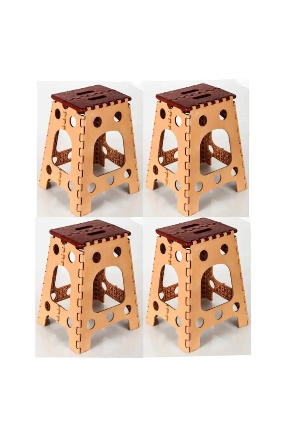 As Plastik 4 Lü Katlanır Tabure Bahçe Sandalyesi Büyük Boy Dayanıklı ve Taşınabilir