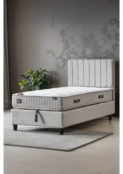 Cennet Yatak Manolya Serisi Tek Kişilik Sandıklı Baza ve Ortopedik Yaylı Yatak Seti