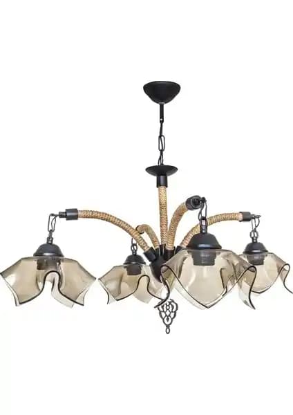 D-Light Dora 4'lü Avize: Rustik Şıklık ve Modern Tasarımın Mükemmel Uyumu