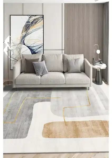 Decomia Home Dijital Kaymaz Yıkanabilir Gri Bej Salon Halısı Özellikleri ve Kullanımı