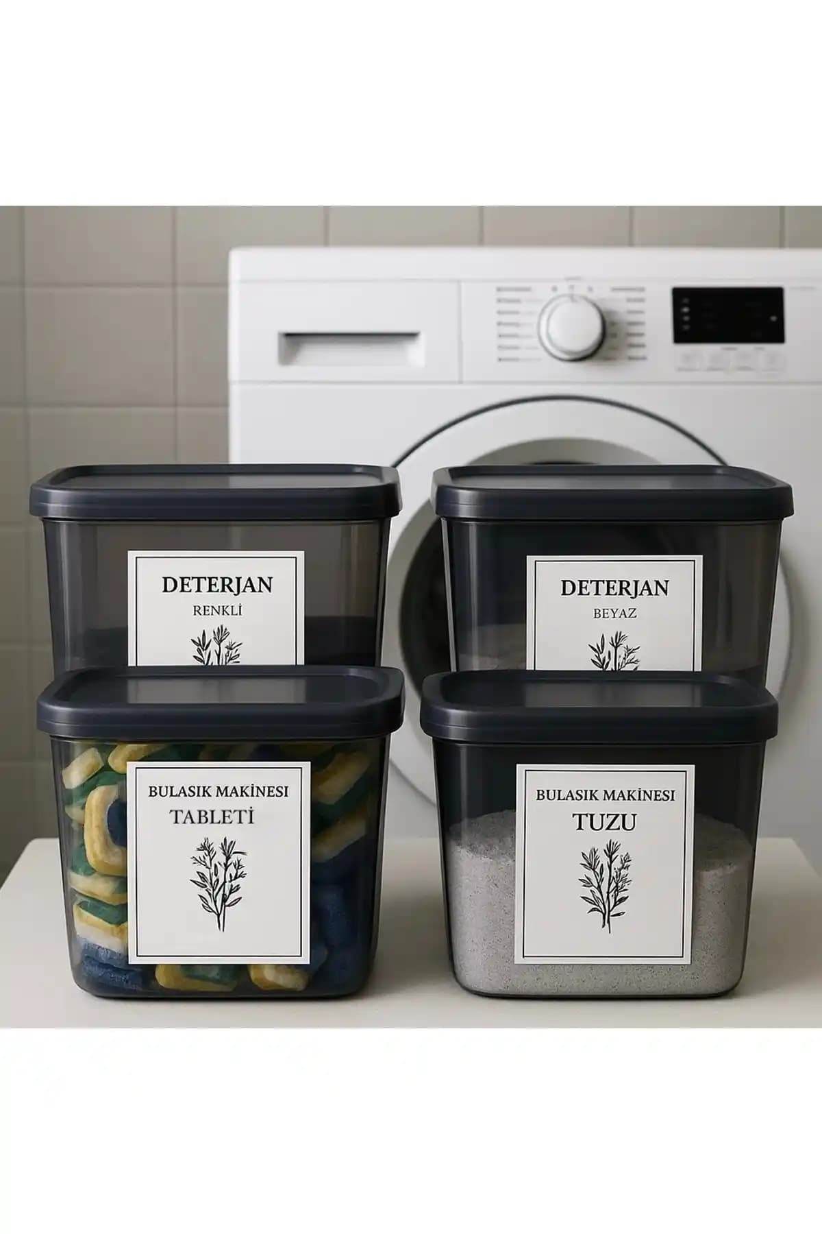 Dem Home 4'lü Antrasit Deterjan Kutusu Seti ile Mutfak Düzeni ve Fonksiyonellik