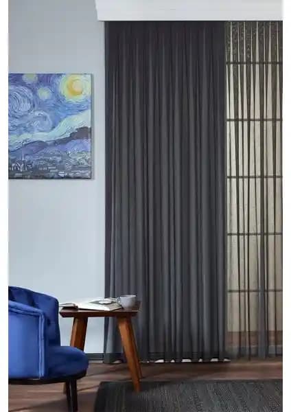 Elenor Geneva Ütü Gerektirmeyen Pilesiz Büzdürmeli Yüksek Kaliteli Düz Tül Perde