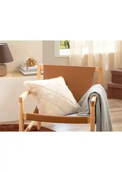 English Home Soft Touch Rabbit Peluş Kırlent Kılıfı 45x45 cm Bej - Konforlu ve Dayanıklı
