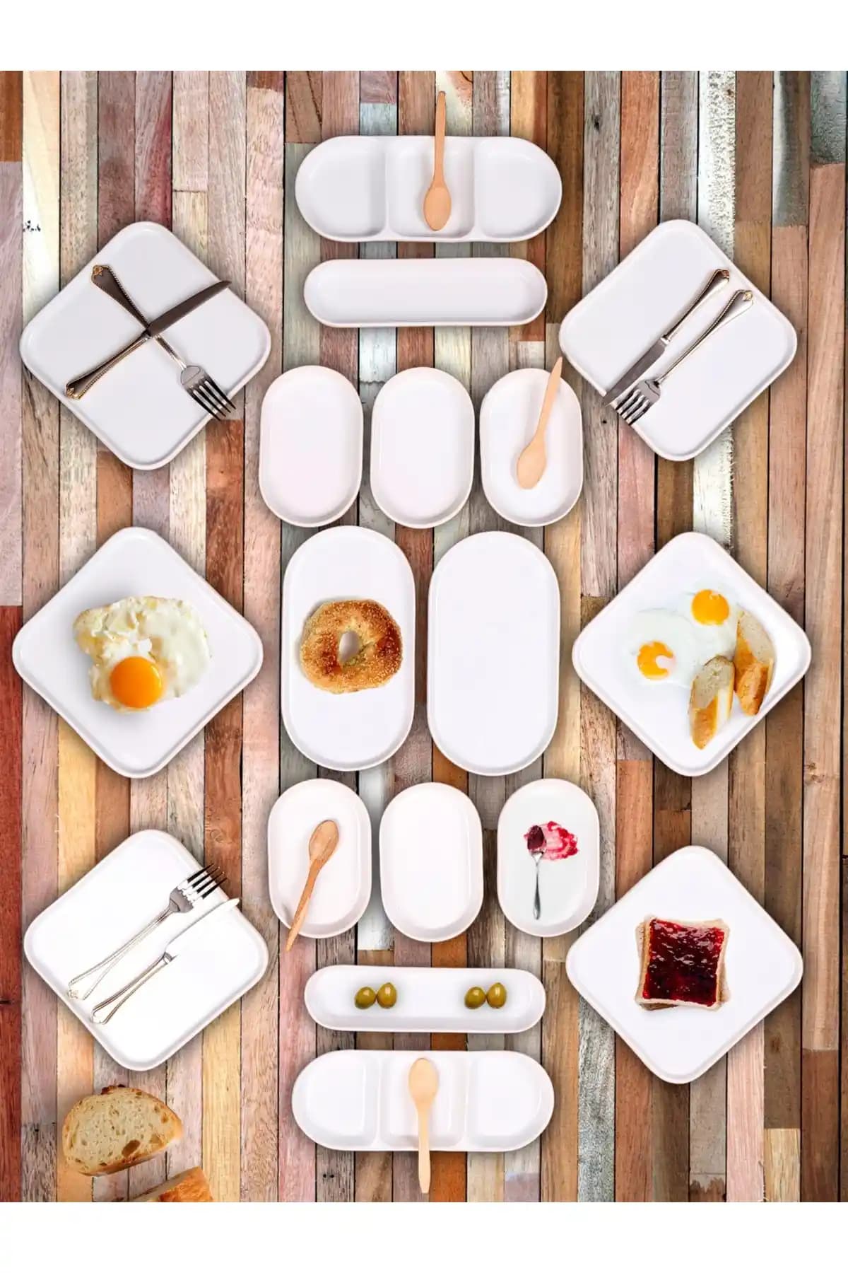 EvimSepette 18 Parça Meda Serisi Modern Beyaz Kahvaltı ve Yemek Takımı