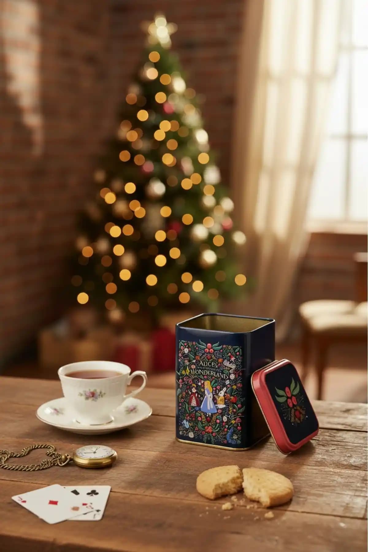 Evle ER022-9A Tales Alices Desenli Kare Metal Saklama Kabı 11x11 cm Özellikleri