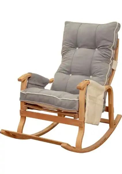 Evoke Lüx Ahşap Çift Minderli Çift Cepli Sallanan Sandalye - Konfor ve Dayanıklılık