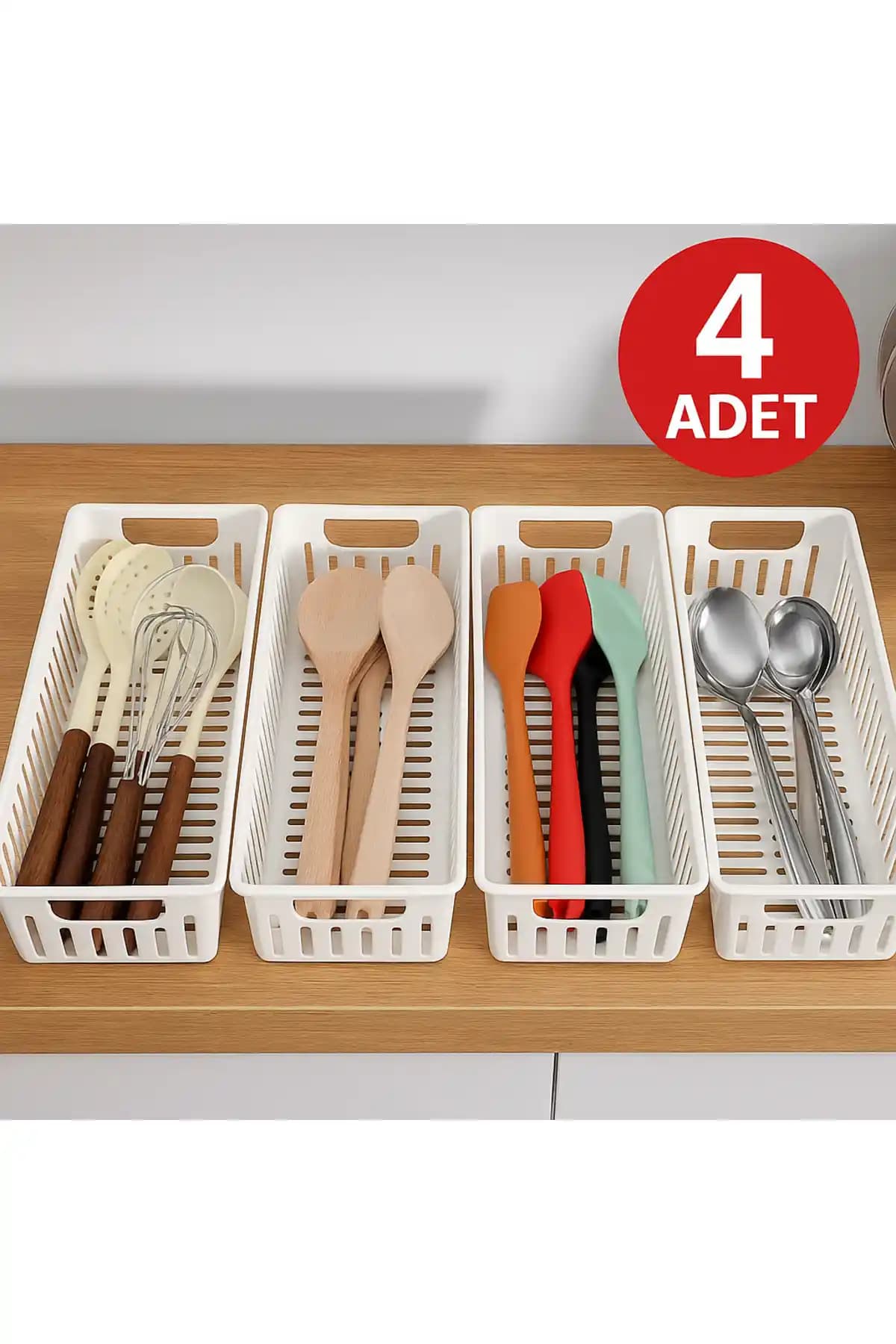 Fast Story 4 Lü Beyaz Kaşıklık Seti ile Mutfakta Pratik ve Dayanıklı Düzen Çözümü