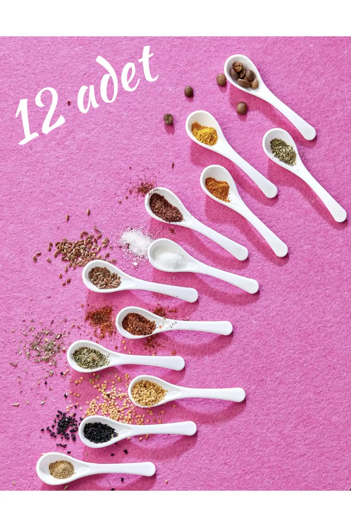 FBZhome 12 Adet Beyaz Servis ve Baharat Kaşığı Seti – Dayanıklı ve Pratik Tasarım