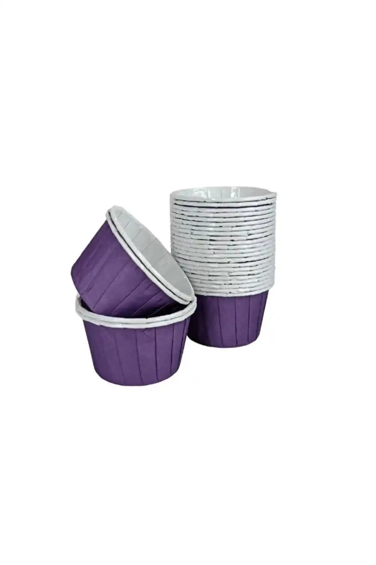 Genel Markalar 50'li Mor Puantiyeli Kalın Kağıt Kek Kapsülü - Dayanıklı ve Estetik
