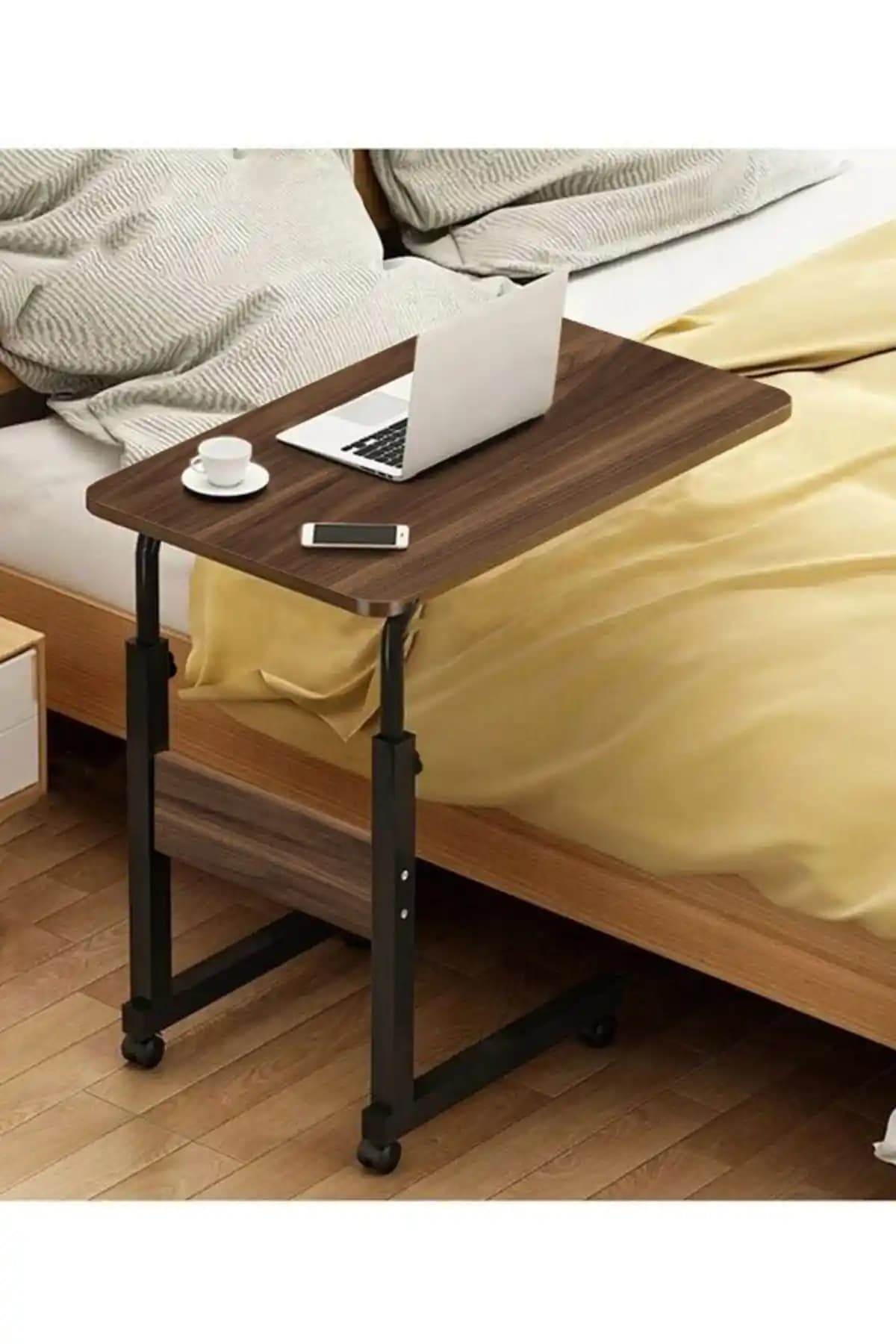 Genel Markalar Yükseklik Ayarlı Dikey Laptop ve Servis Sehpası - Ceviz Renkli, Tekerlekli