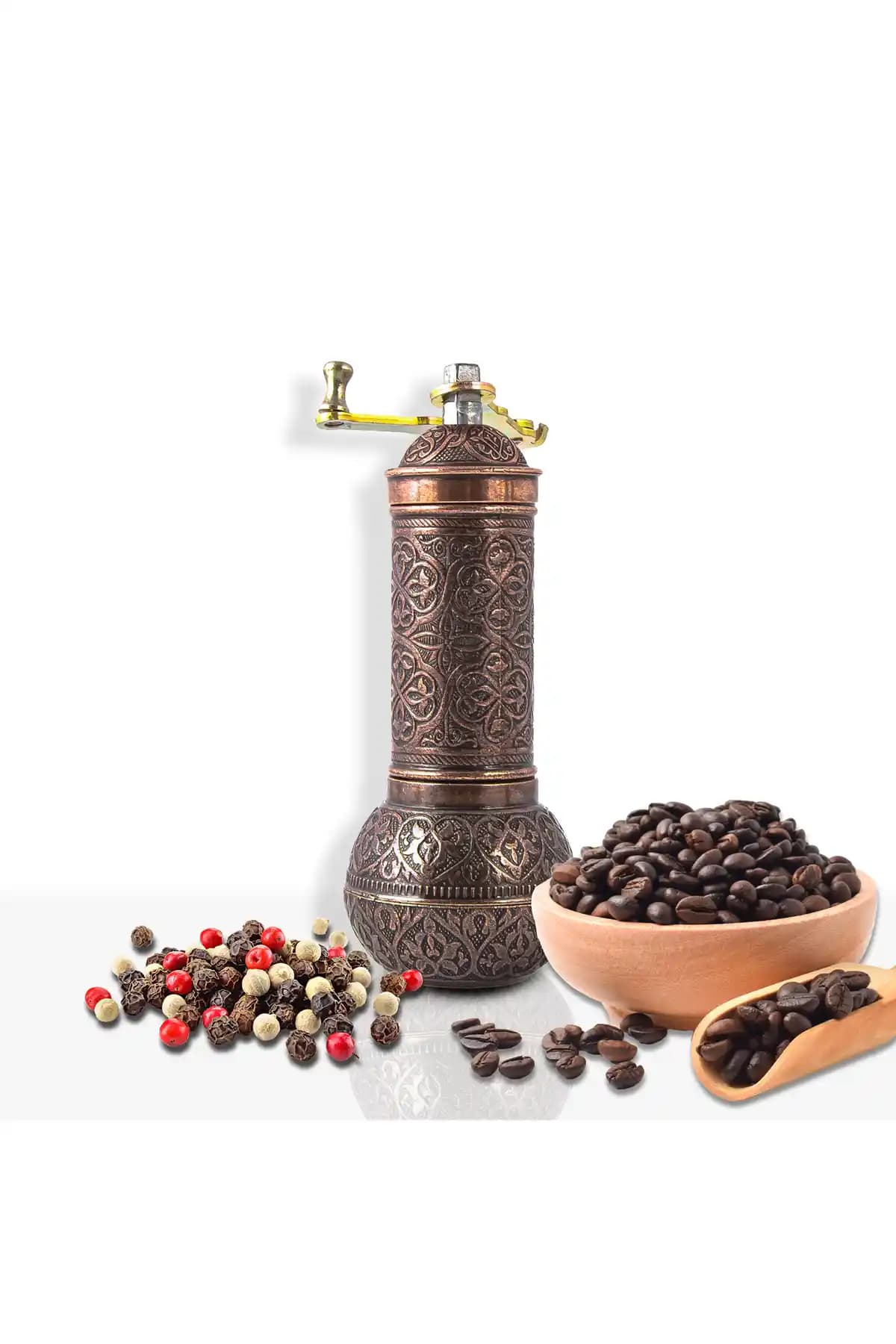 Glios Bakır Renk Zamak El Değirmeni: Şık ve Dayanıklı Mutfak Baharat Öğütücü