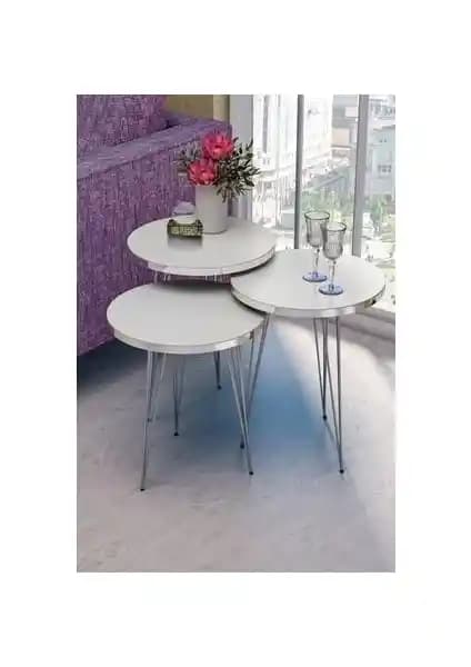 Gold Falez Zigon Sehpa Gümüş Beyaz Tel: Modern Tasarım ve Fonksiyonelliğin Buluşması