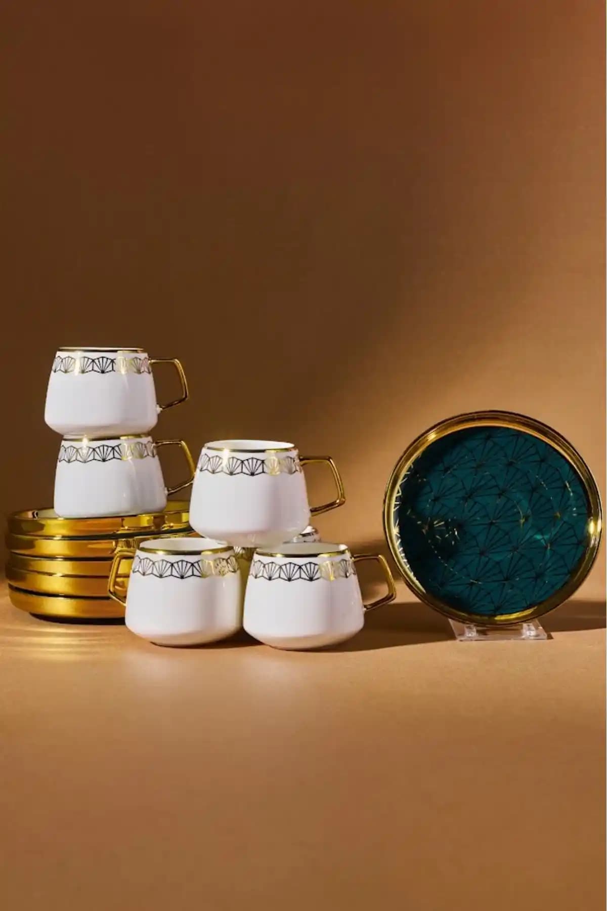 Karaca Verde 6 Kişilik 100 ml Porselen Kahve Fincan Takımı Modern Tasarım