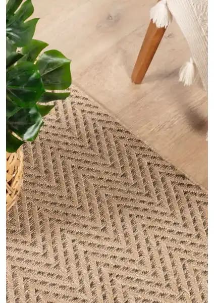 Konfor Halı Sisaluna 4441 Bej Jüt Tabanlı Modern Dokuma Kilim Dayanıklı ve Estetik Tasarım