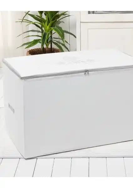 Madame Coco Çiçek Desenli Beyaz Hurç 74x46x46 cm - Estetik ve Fonksiyonel Depolama