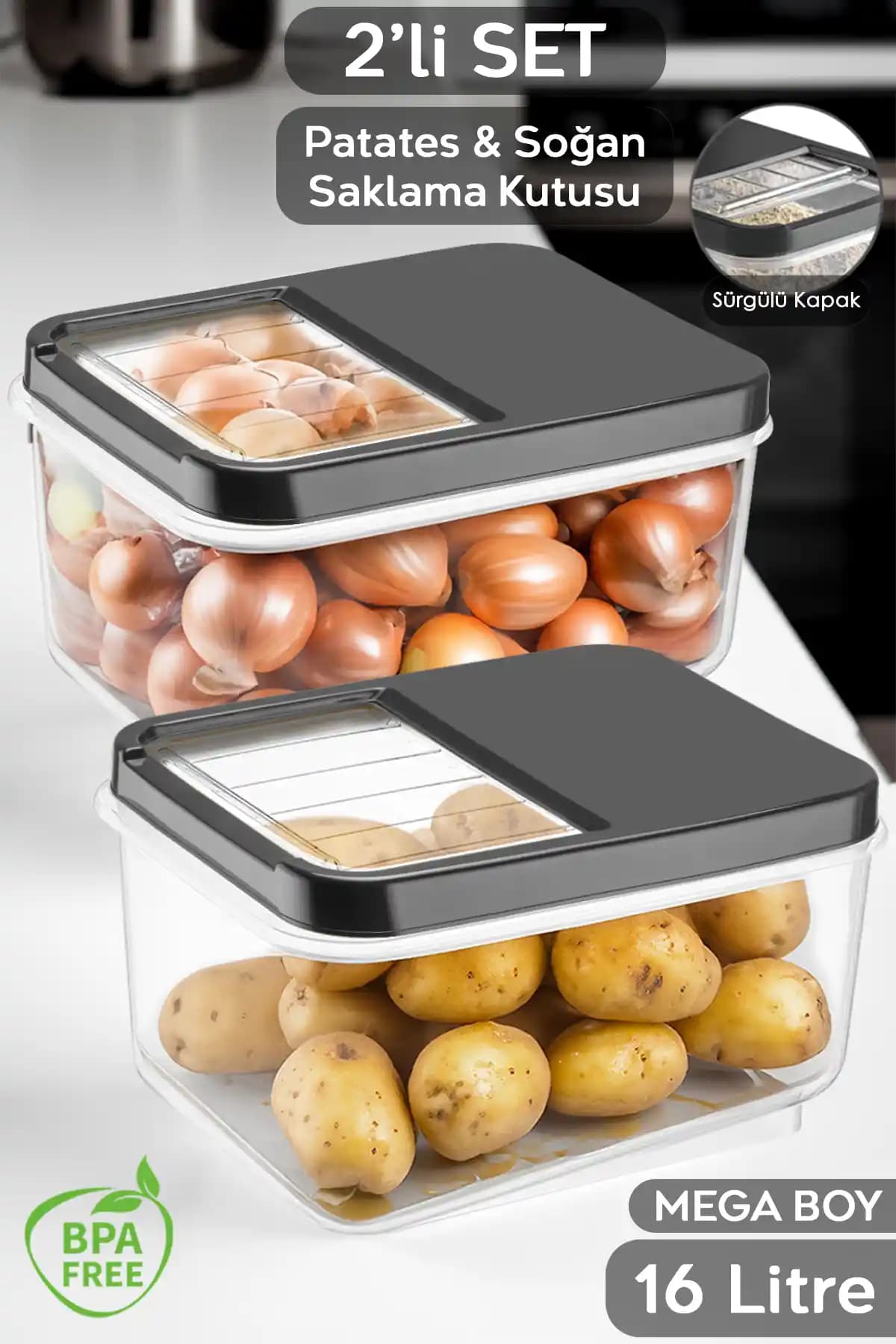 Meleni Home 2'li 16 Litre Sürgülü Kapaklı Sebzelik ile Pratik ve Sağlıklı Saklama