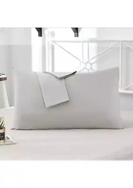 MODELHOME Gri Pamuklu Kapaklı Yastık Kılıfı Seti 50x70 cm, 2 Adet, Dayanıklı ve Konforlu
