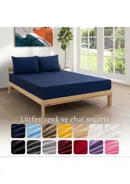 MODELHOME Ranforce Akfil Lacivert Lastikli Çarşaf Seti Dayanıklı ve Nefes Alabilir Tasarım