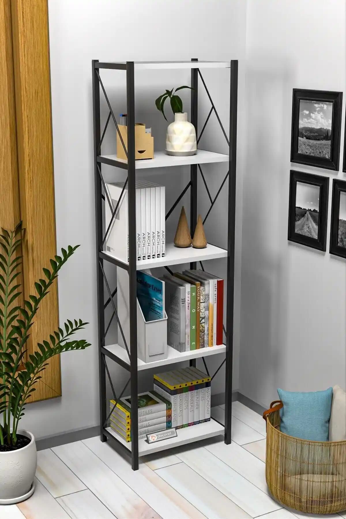 Morpanya Felix Metal Tekli Kitaplık: Modern Tasarım ve Dayanıklı Çok Amaçlı Raflar