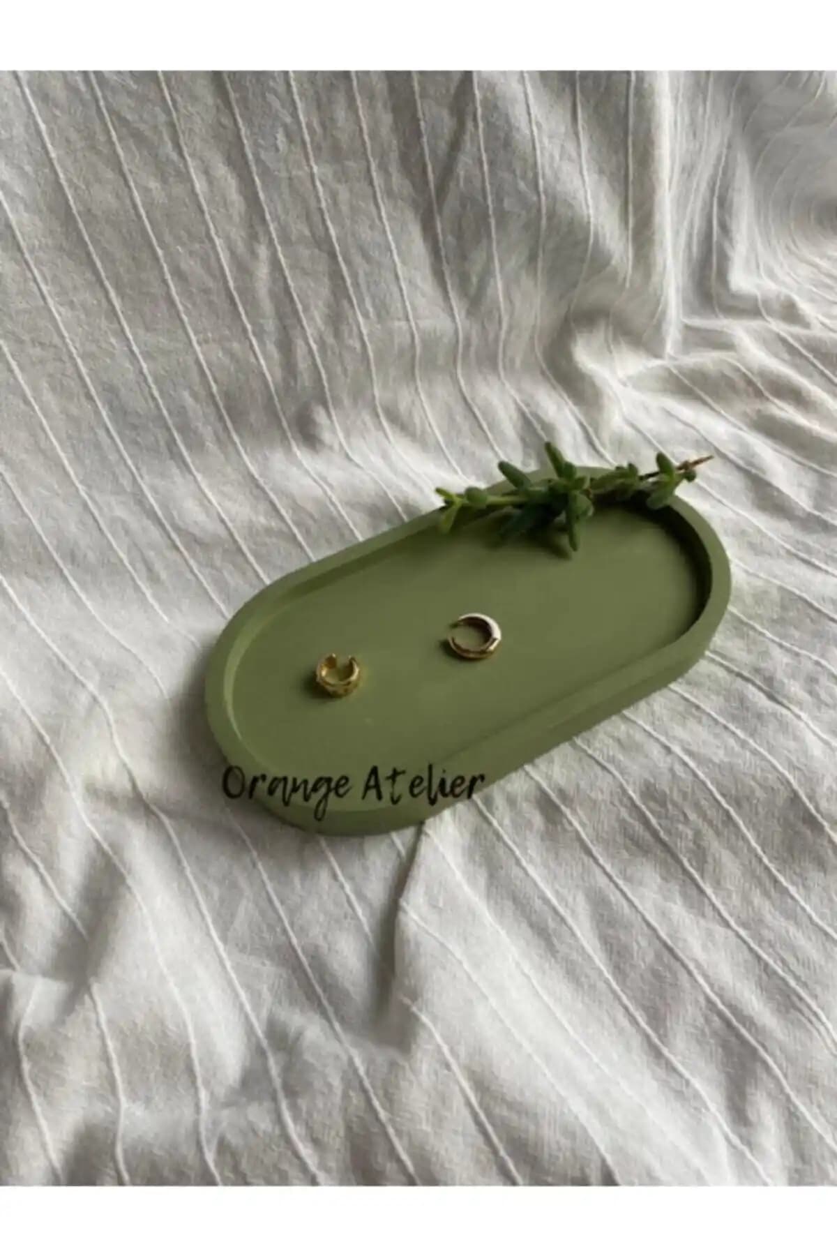 Orange Atelier Dekoratif Oval Beton Biblo Tabak ile Estetik ve Fonksiyonel Dekorasyon Çözümü