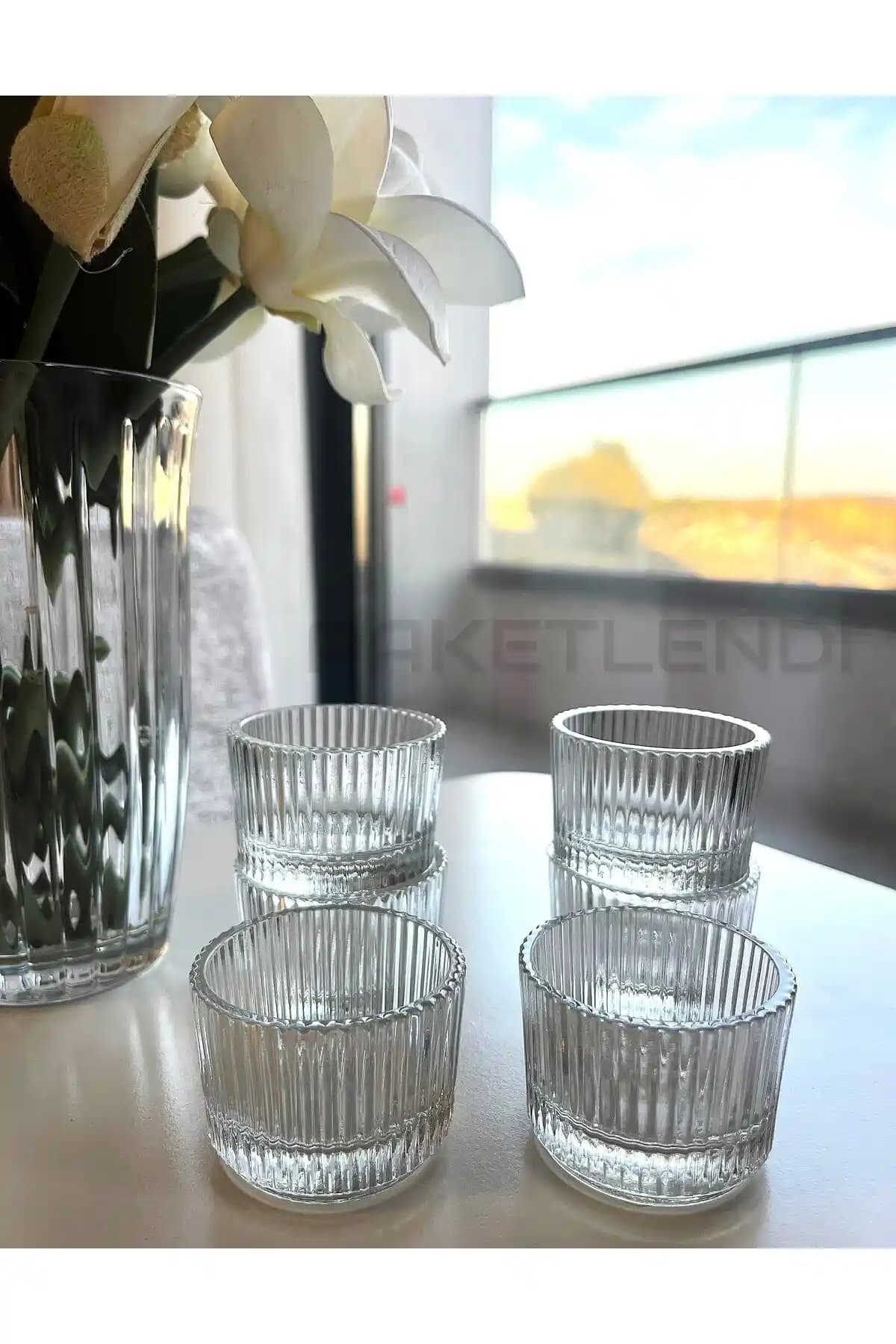 PAKETLENDİ Elysia Origami 6'lı Turuncu Cam Kase Seti ile Şık Kahve Yanı Sunumlar