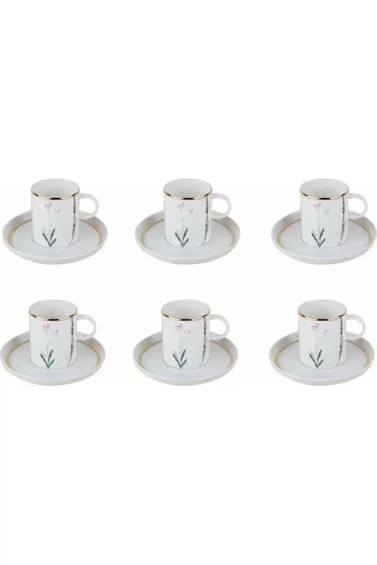 Porland Botanical Kahve Fincanı 12 Parça: Zarif Altın ve Platin Yaldızlı Set