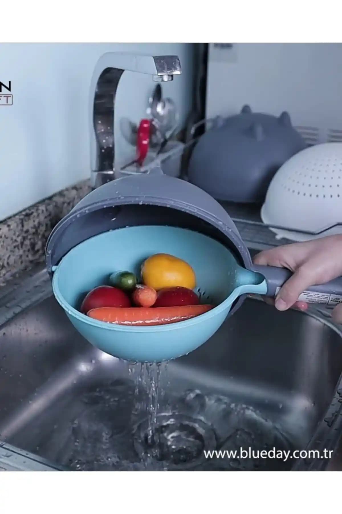 Rapt 360 Derece Döner Pirinç Yıkama ve Makarna Süzgeci ile Çok Fonksiyonlu Mutfak Yardımı