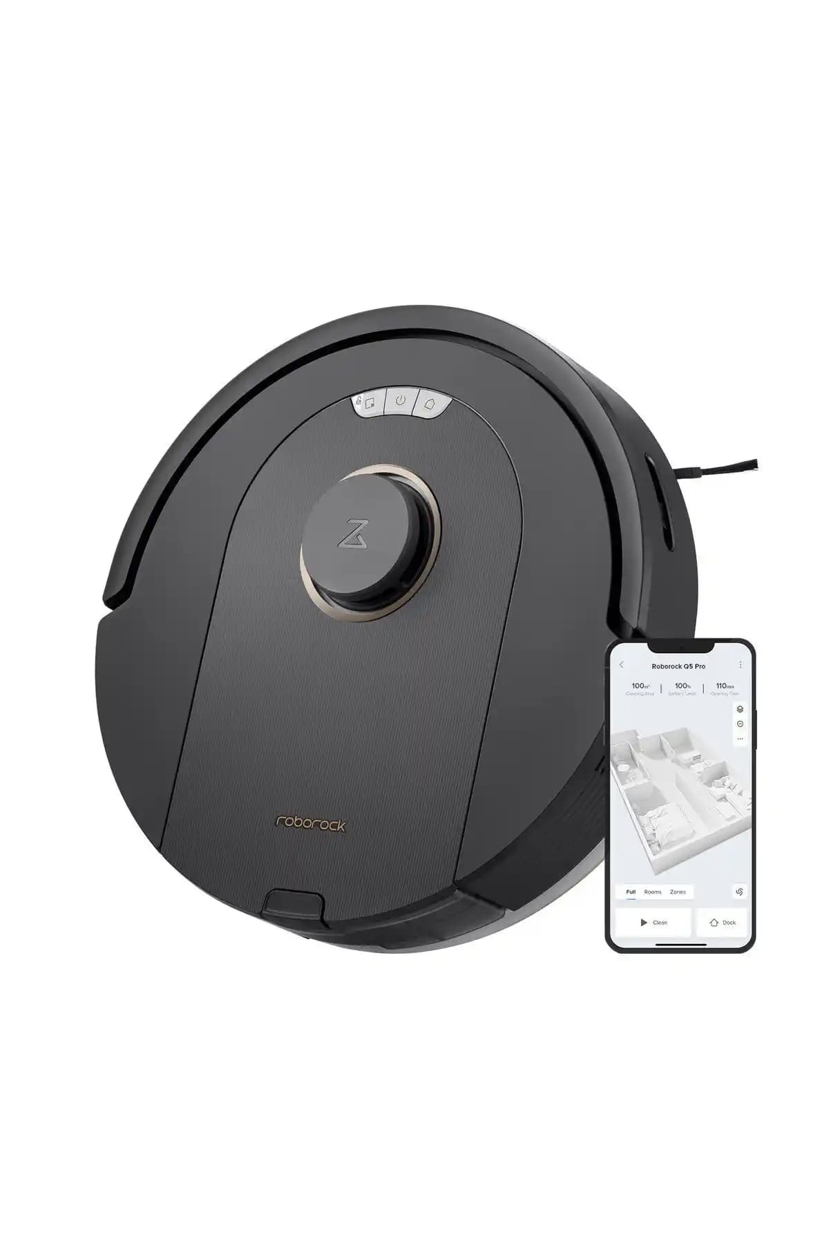 Roborock Q5 Pro Siyah Akıllı Robot Süpürge ile Gelişmiş Ev Temizliği ve Haritalandırma