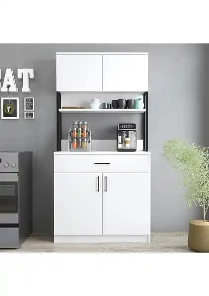 Roewood 2 Kapaklı Beyaz Kahve Köşesi: Modern, Sağlıklı ve Geniş Depolama Alanı